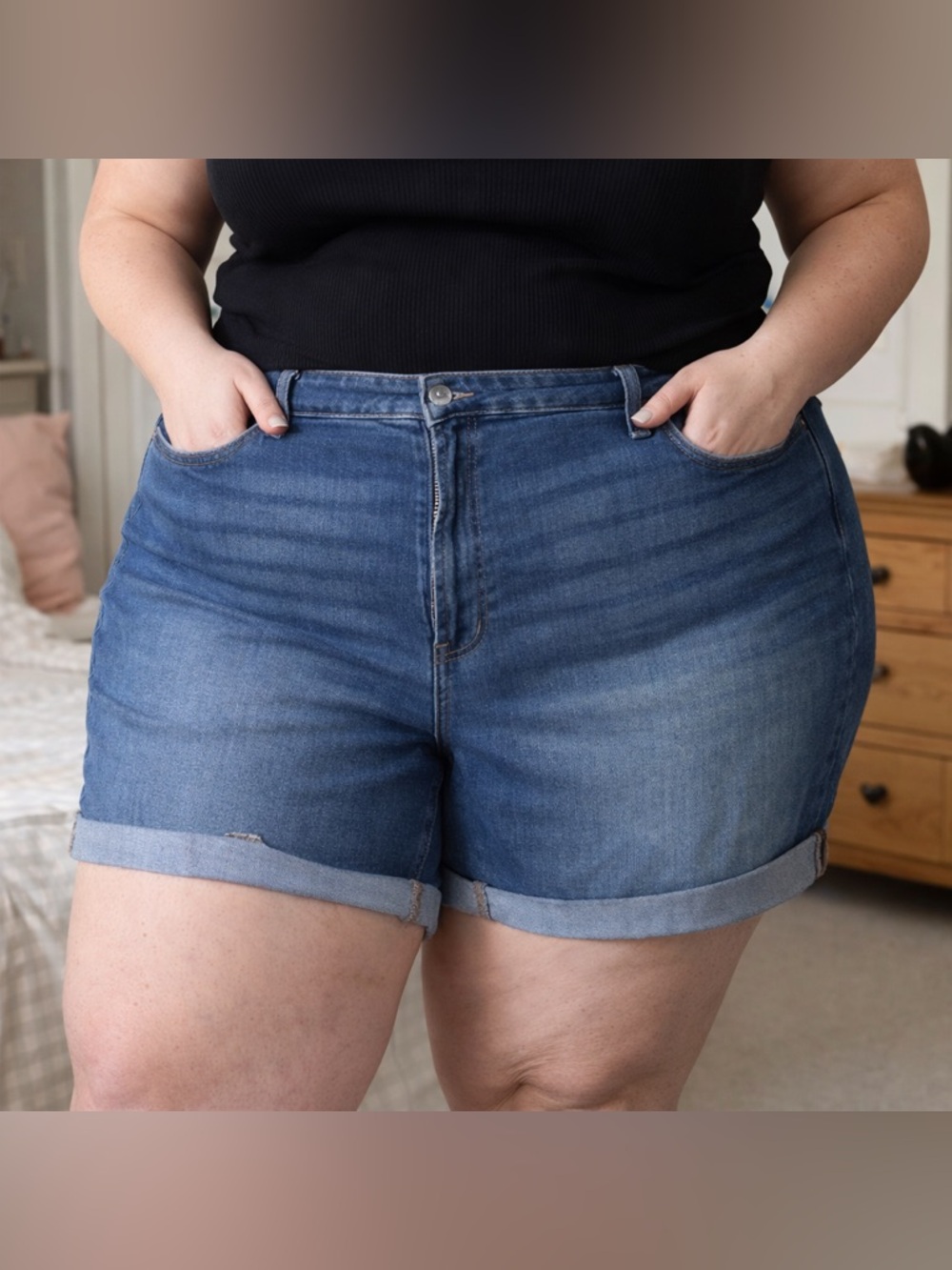 Plus Size |  Old Navy High Waist Light Blue Shorts